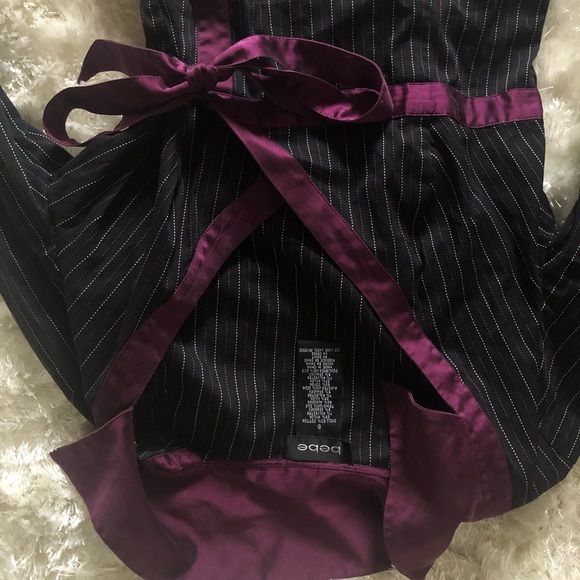 REAL SILK vintage bebe collated wrap top striped - Picture 4 of 7